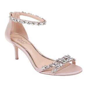 Jewel Badgley Mischka Women's Caroline Embellished Strappy Sandals Beige Size 9